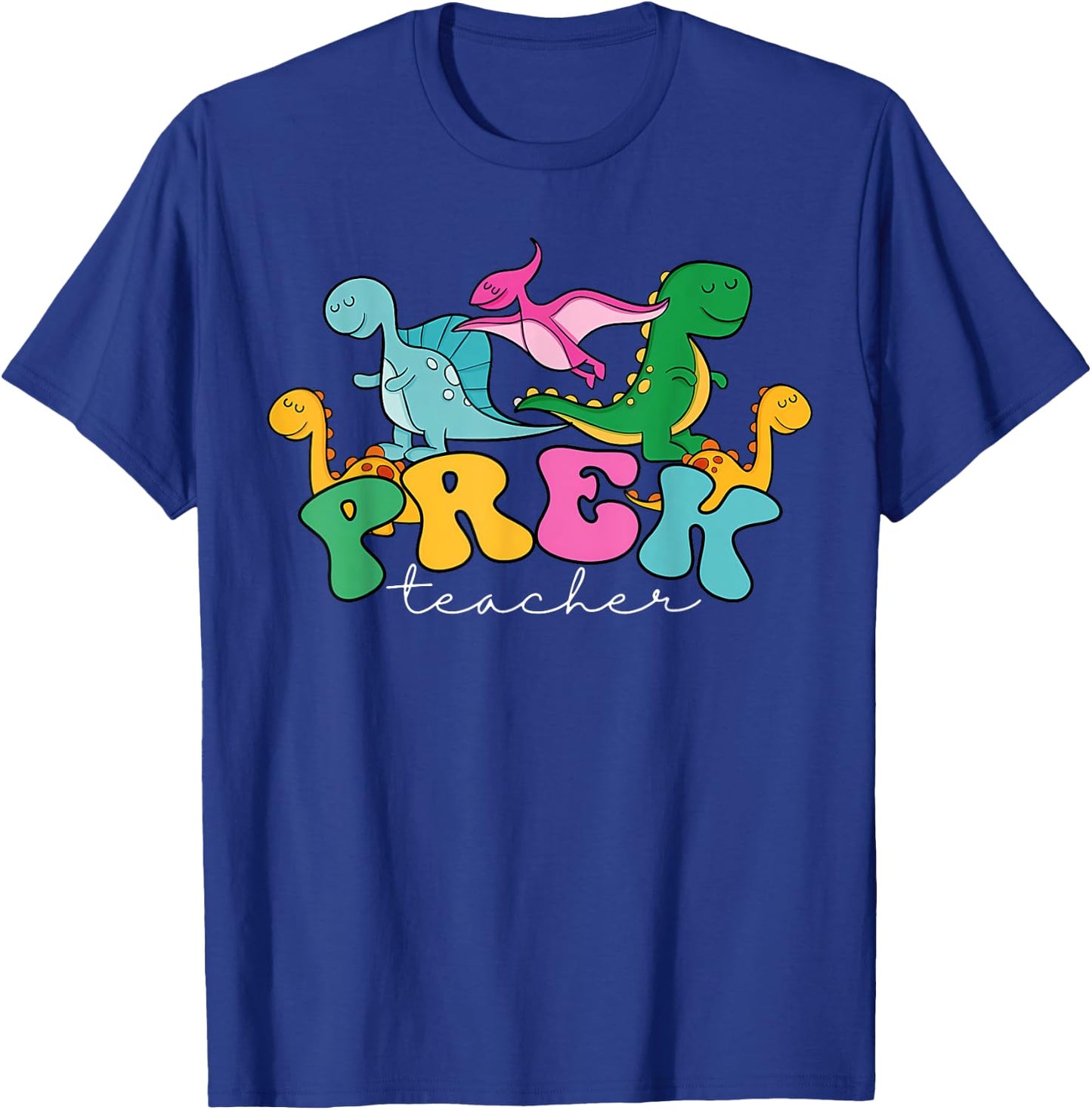 Pre-k Teacher Dinosaur Cute Preschool Dino Back To School Women Kids T-Shirt - T-Shirt | Royal
