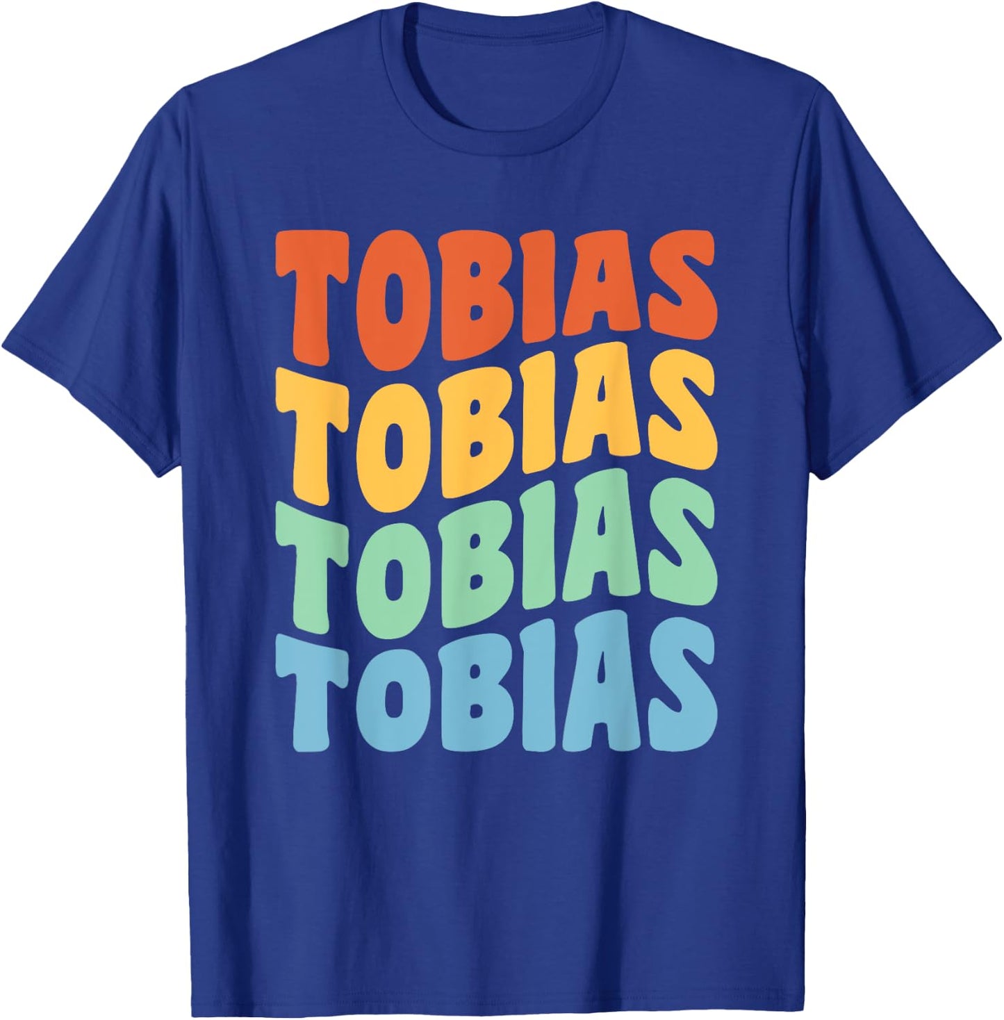 Tobias First Name Retro Groovy Personalized T-Shirt - T-Shirt | Royal