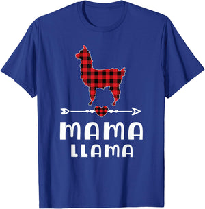 Mama Llama Christmas Pajama Red Plaid Buffalo Family T-Shirt - T-Shirt | Royal