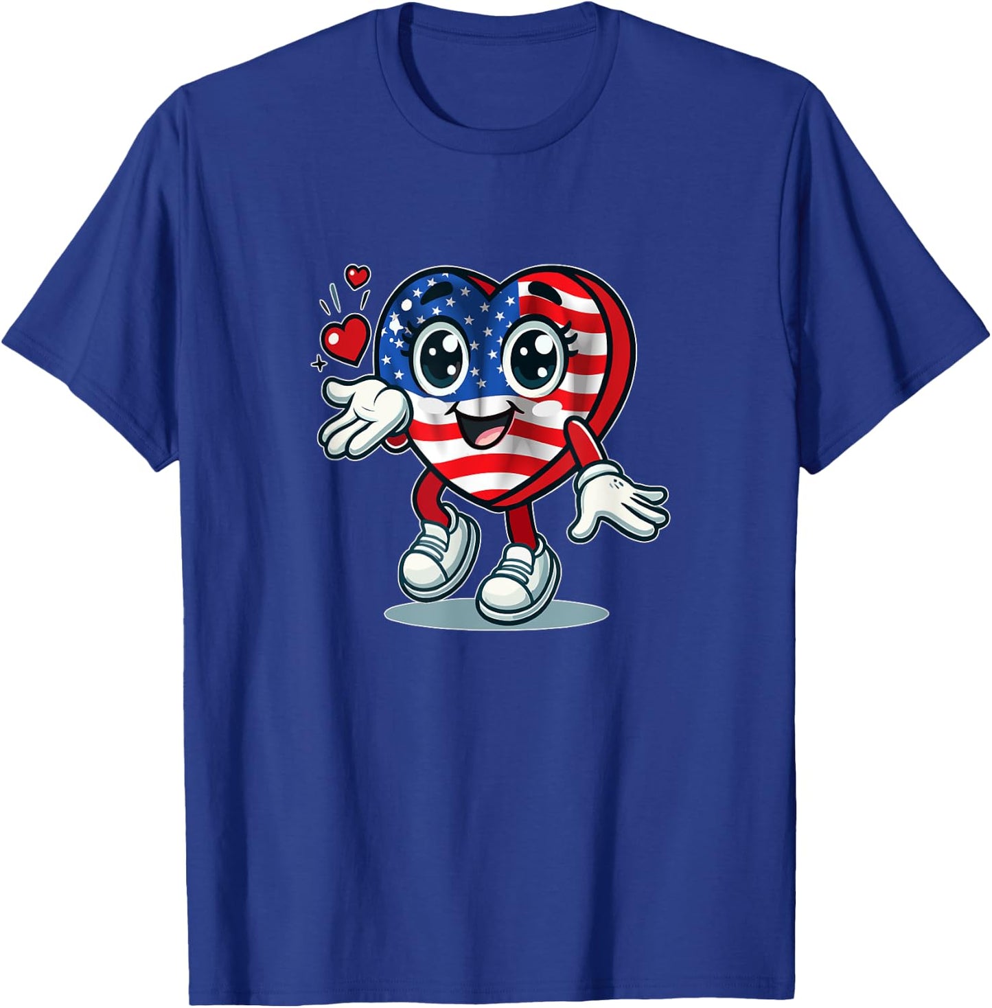 Cœur Mignon Avec Drapeau Américain / Love Usa Cartoon Design T-Shirt - T-Shirt | Royal