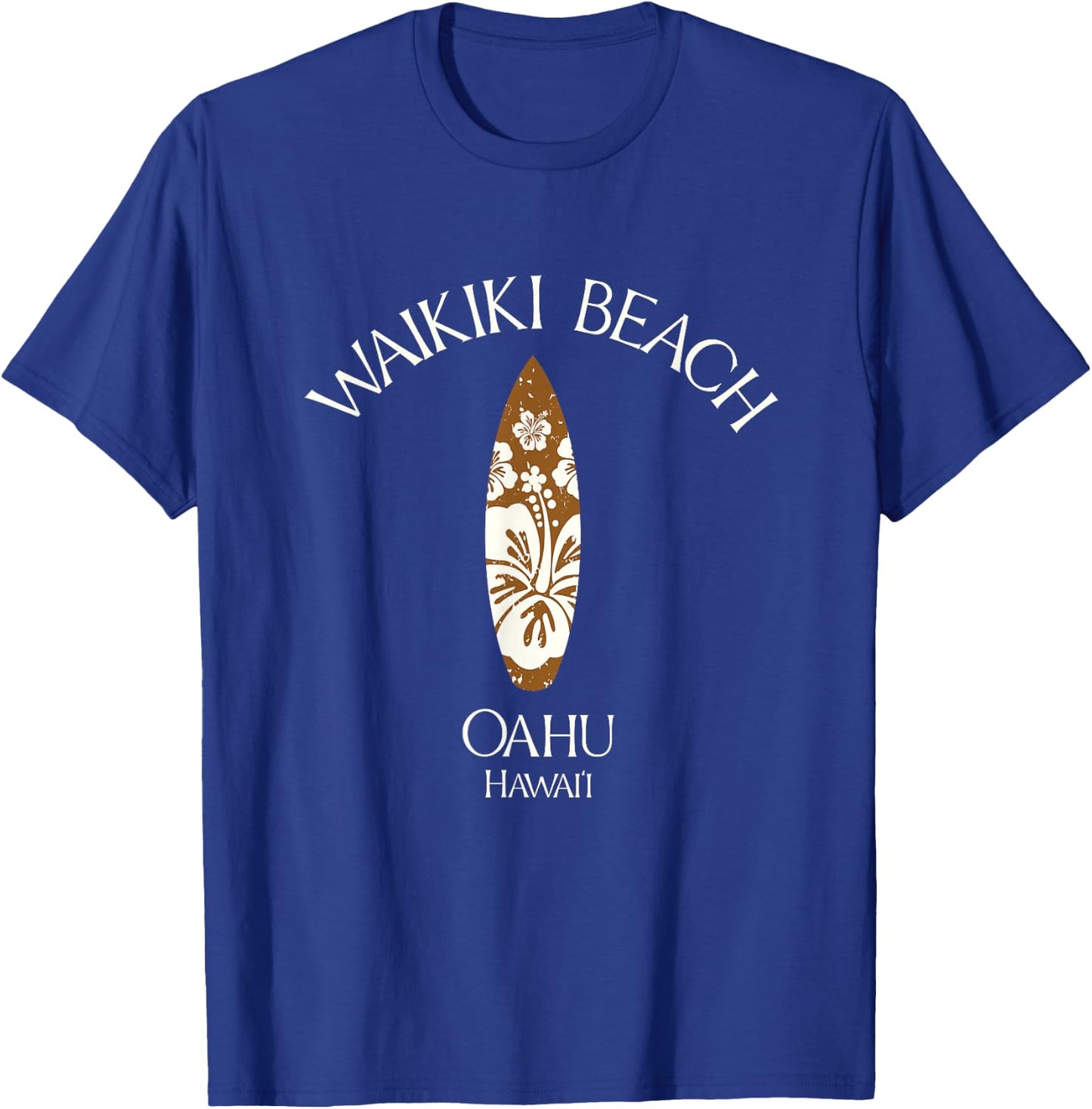 Waikiki Beach Oahu Hawaii Vintage Surfboard T-Shirt - T-Shirt | Royal