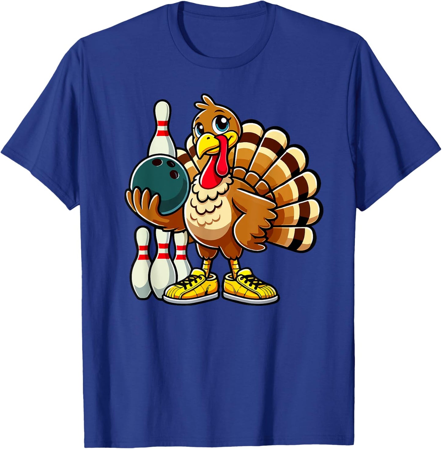 Thanksgiving Bowling Shirt Women Men Funny Turkey Bowling T-Shirt - T-Shirt | Royal
