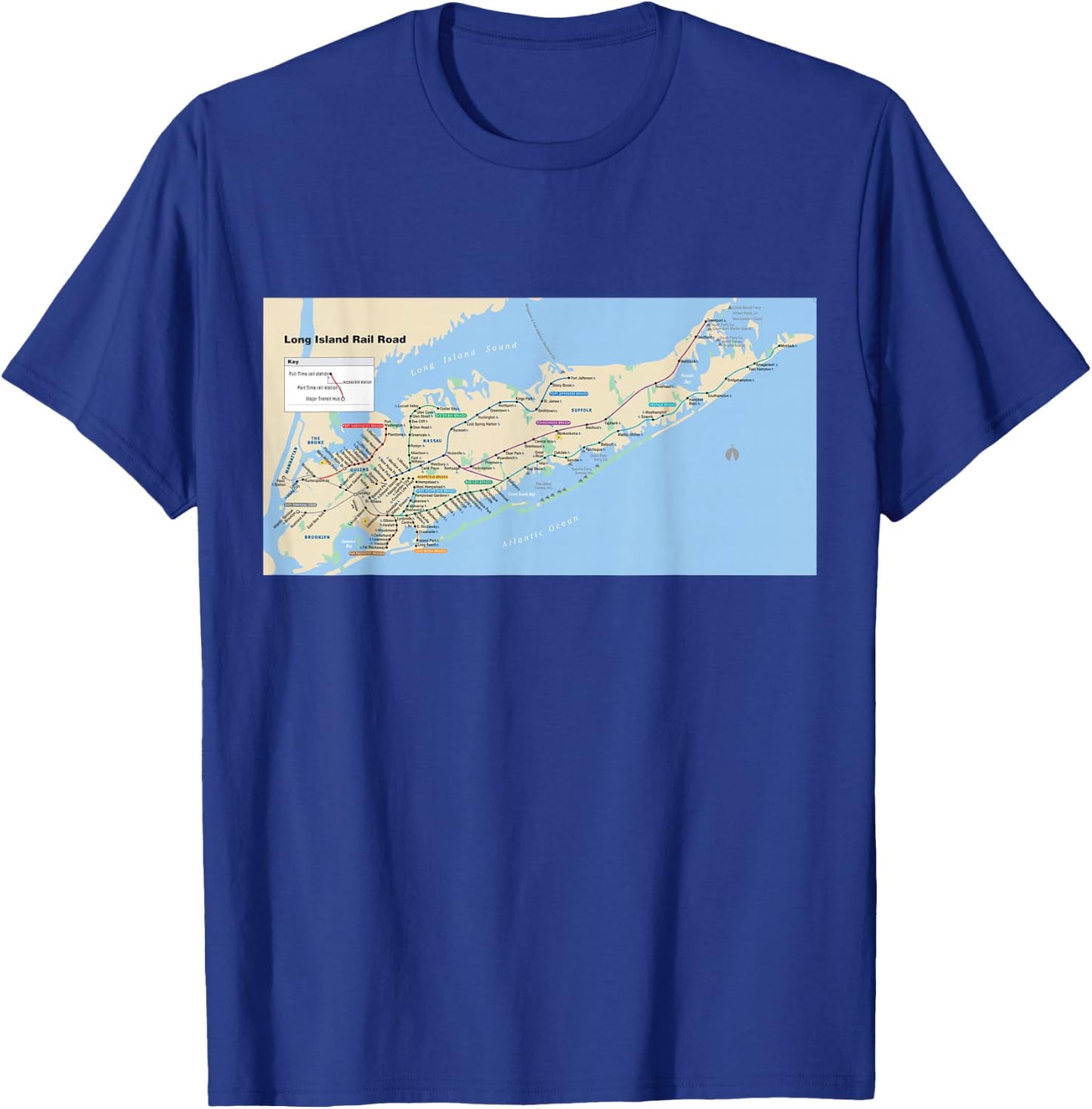 Long Island Rail Road Map - NYC - USA T-Shirt - T-Shirt | Royal