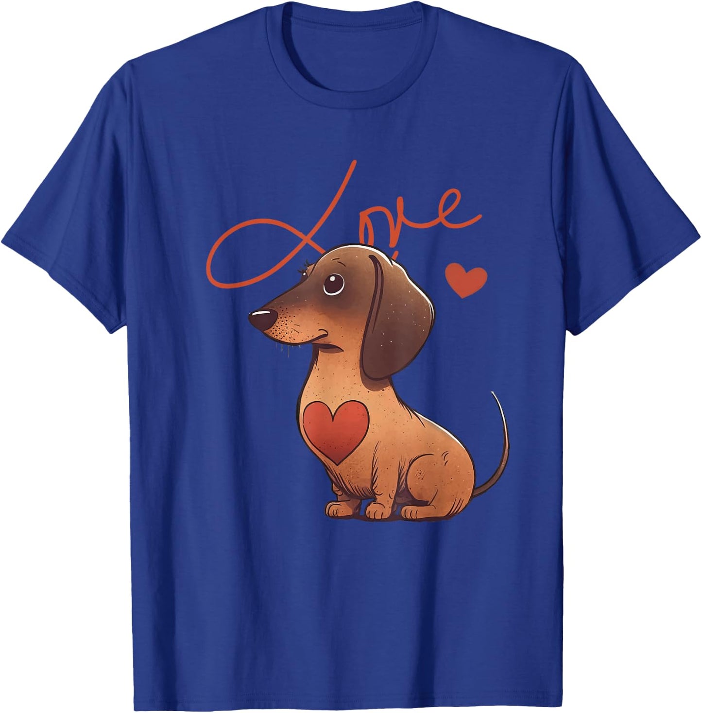 Dachshund Dog with Heart Decoration, Dachshundlove , black T-Shirt - T-Shirt | Royal