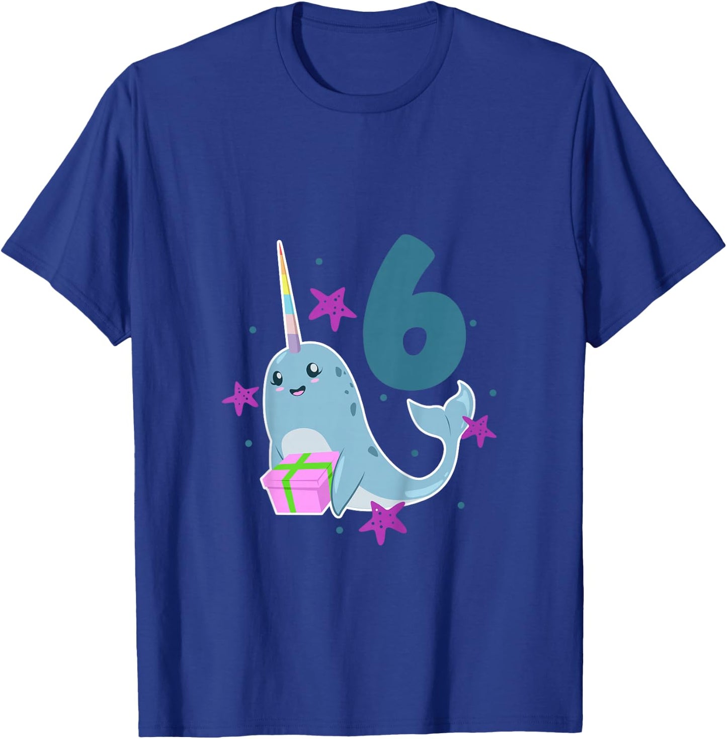 Kids I am 6 with narwhal - kids birthday 6 years old T-Shirt - T-Shirt | Royal