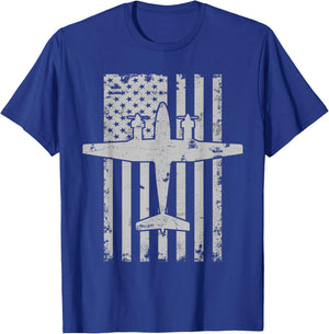 King Air B200 Twin-Engine Airplane Patriotic Pilot T-Shirt - T-Shirt | Royal