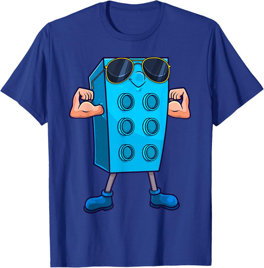 Brick Builder Master Building Blocks Birthday Funny Kids Boy T-Shirt - T-Shirt | Royal