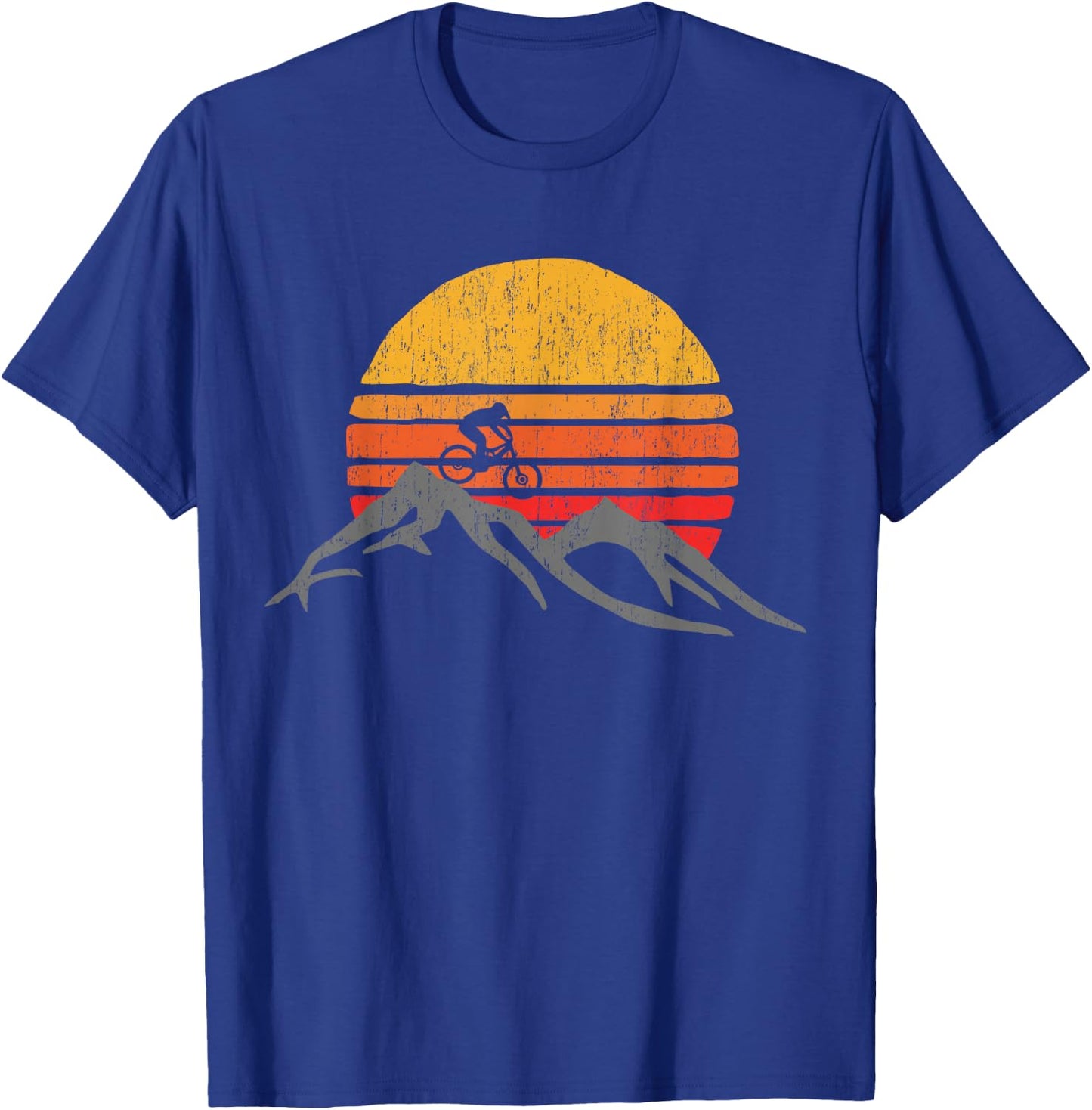 Mountain Bike Vintage Sunset Design Graphic T-Shirt - T-Shirt | Royal