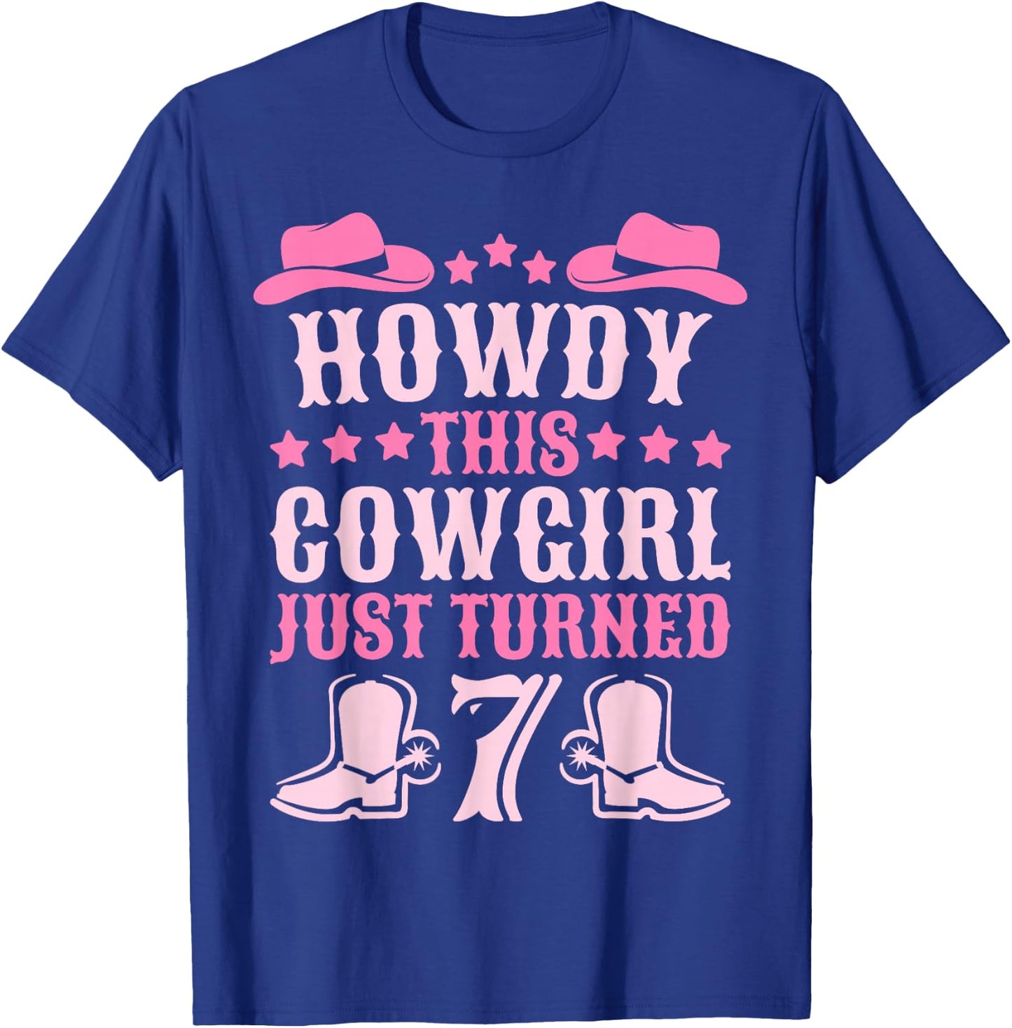 7yr Birthday Cowgirl Western 7 Years Old Girl 7th Birthday T-Shirt - T-Shirt | Royal