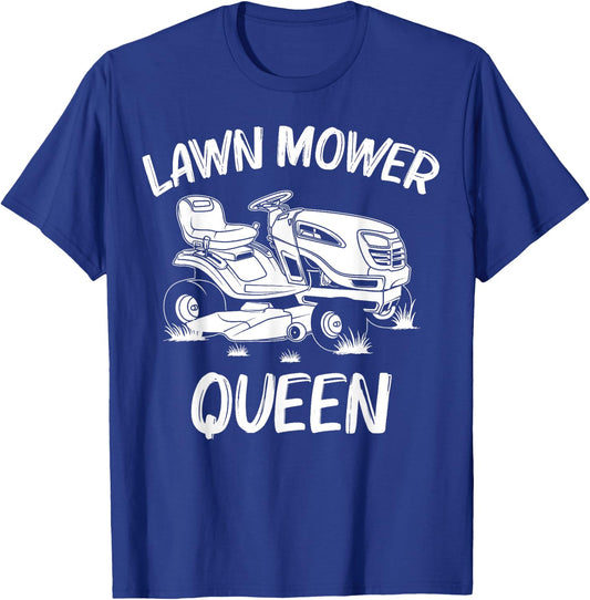 Funny Lawn Mowing Gift Women Mom Lawn Mower Farm Gardening T-Shirt - T-Shirt | Royal