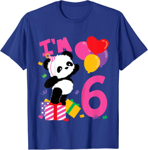 Kids 6 Years Old Girls Birthday Panda T-Shirt - T-Shirt | Royal
