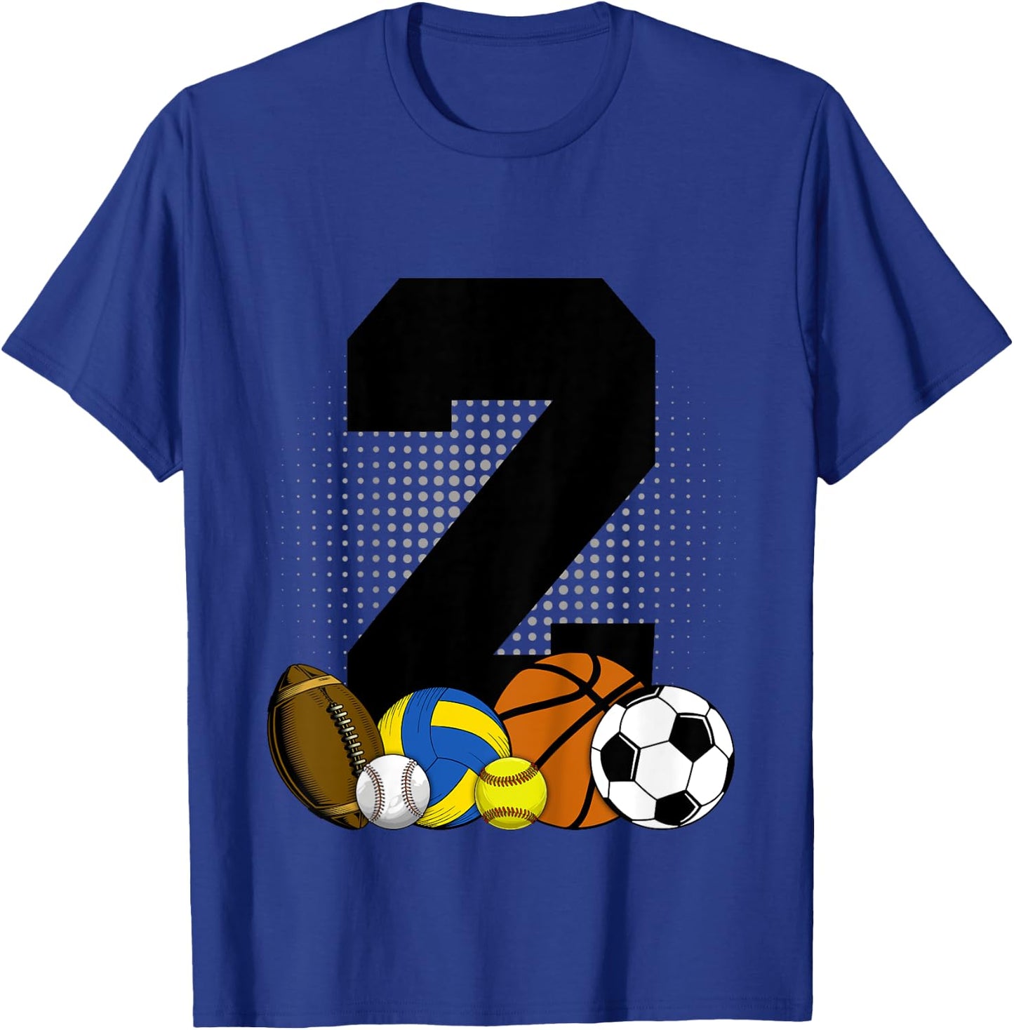 Kids 2nd Birthday Sport Ball Kids Boys 2 years Old Birthday T-Shirt - T-Shirt | Royal