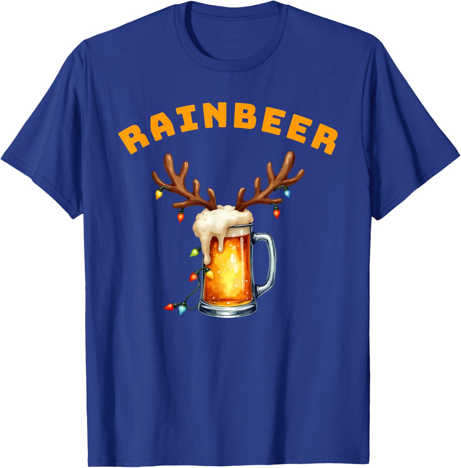 Rainbeer | Funny Christmas Reindeer Drinking Party T-Shirt - T-Shirt | Royal