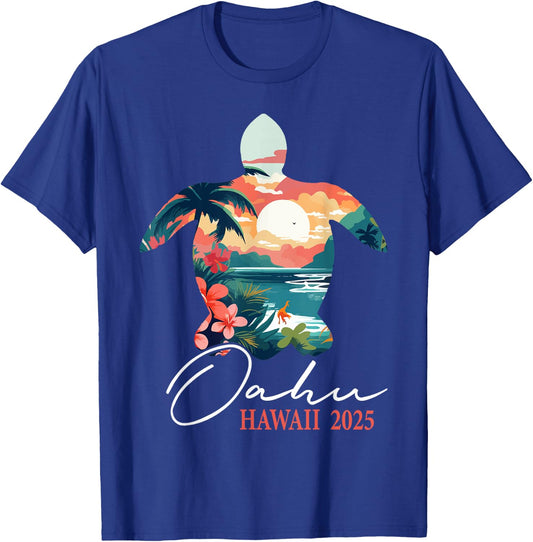 Oahu Hawaii 2025 Turtle Paradise Family Summer Vacation T-Shirt - T-Shirt | Royal