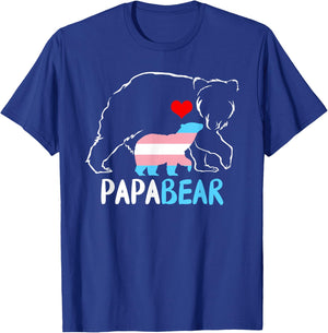 Trans Papa Bear Proud Dad Rainbow Transgender Father's Day T-Shirt - T-Shirt | Royal