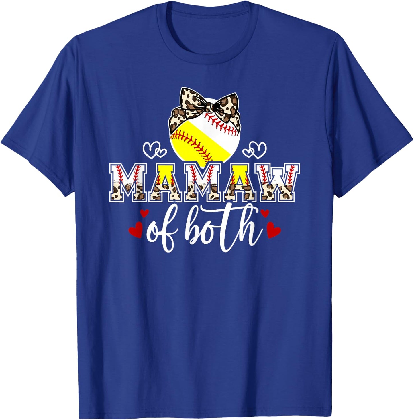Mamaw Of Both Leopard Softball Baseball Mamaw Grandma T-Shirt - T-Shirt | Royal