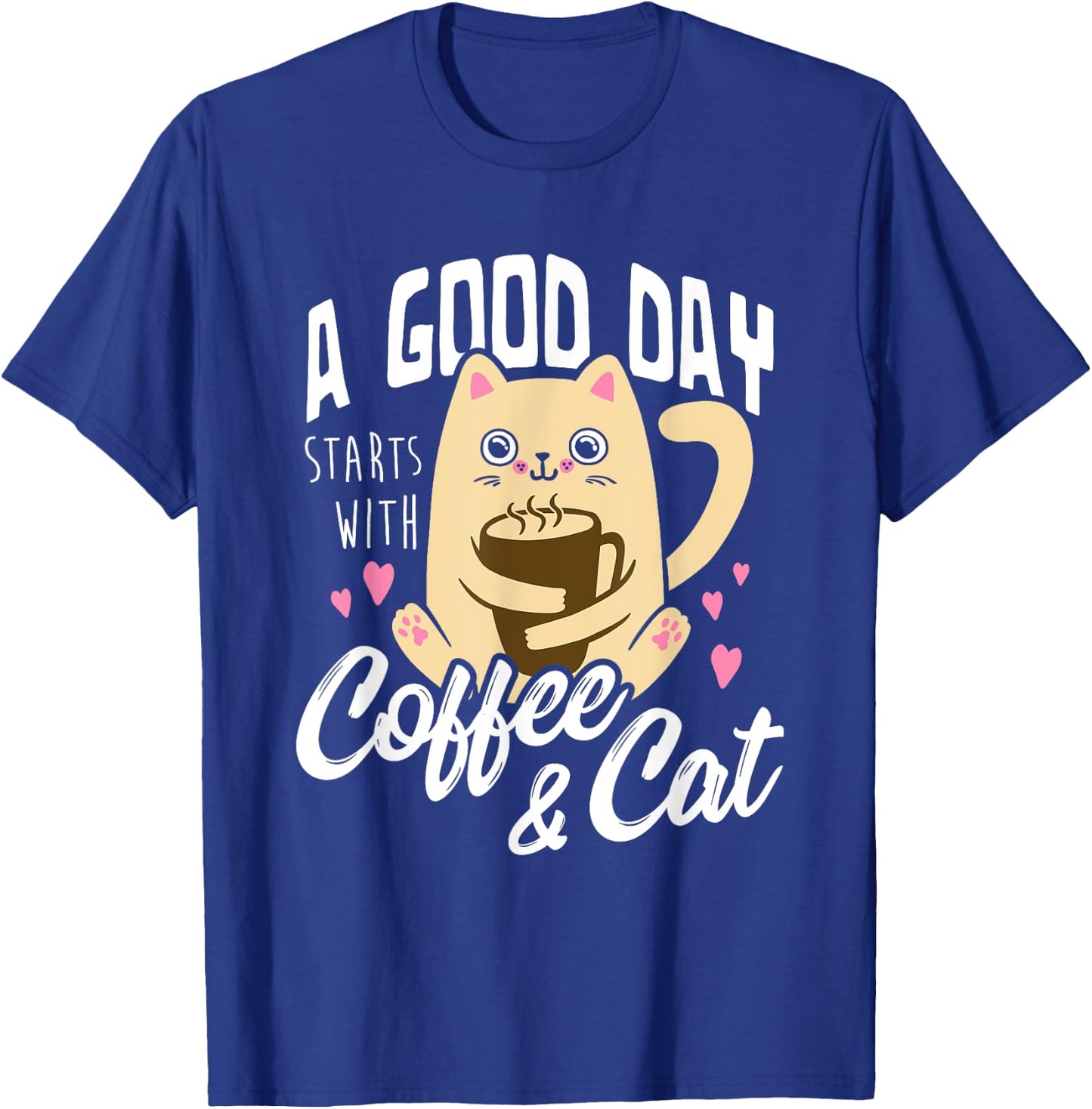 Cat & Coffee Mug - Funny Cat Lover Gift Women T-Shirt - T-Shirt | Royal
