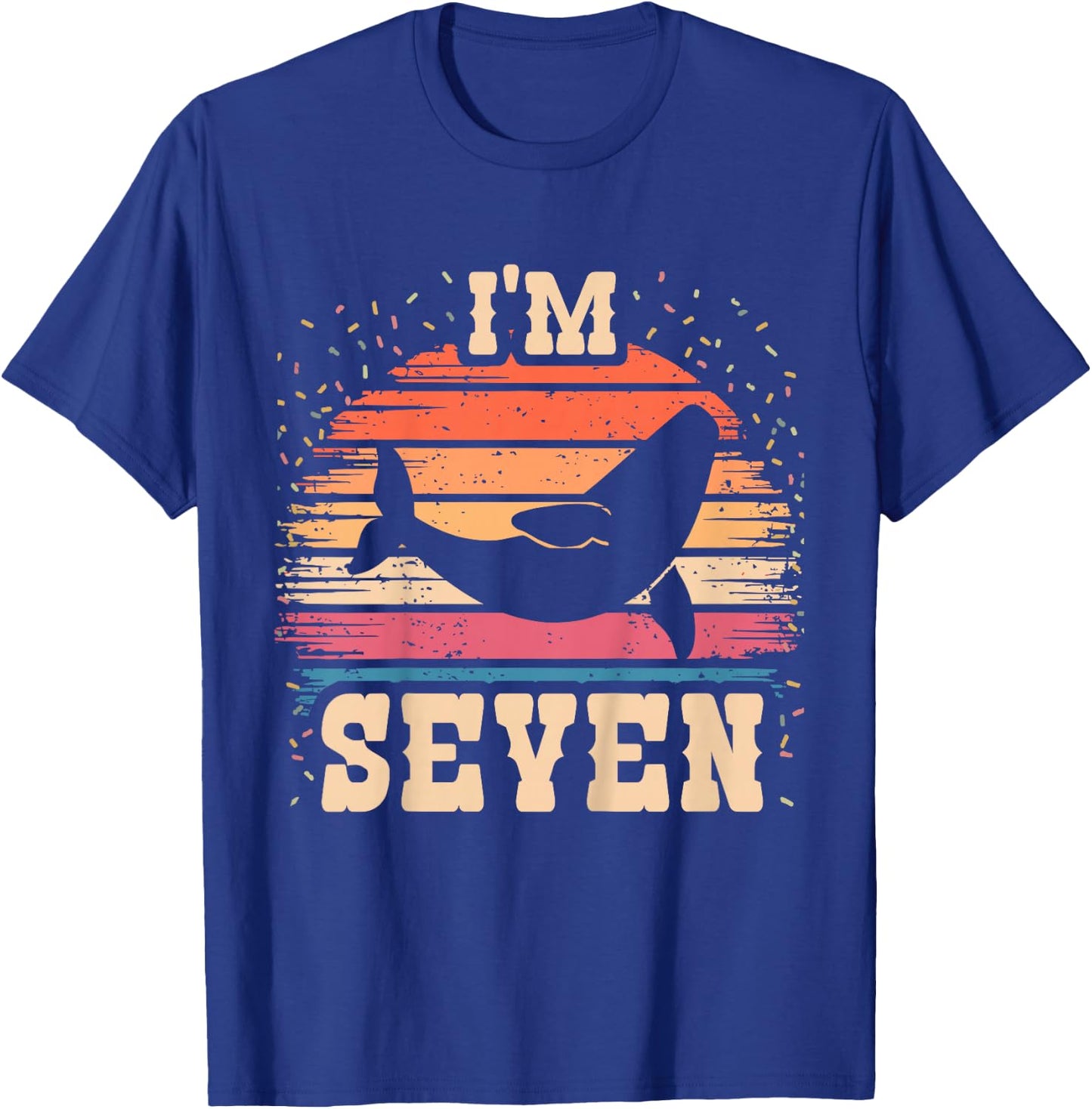 Whale 7 Year Old Birthday Boy Girl 7th Whale Birthday T-Shirt - T-Shirt | Royal