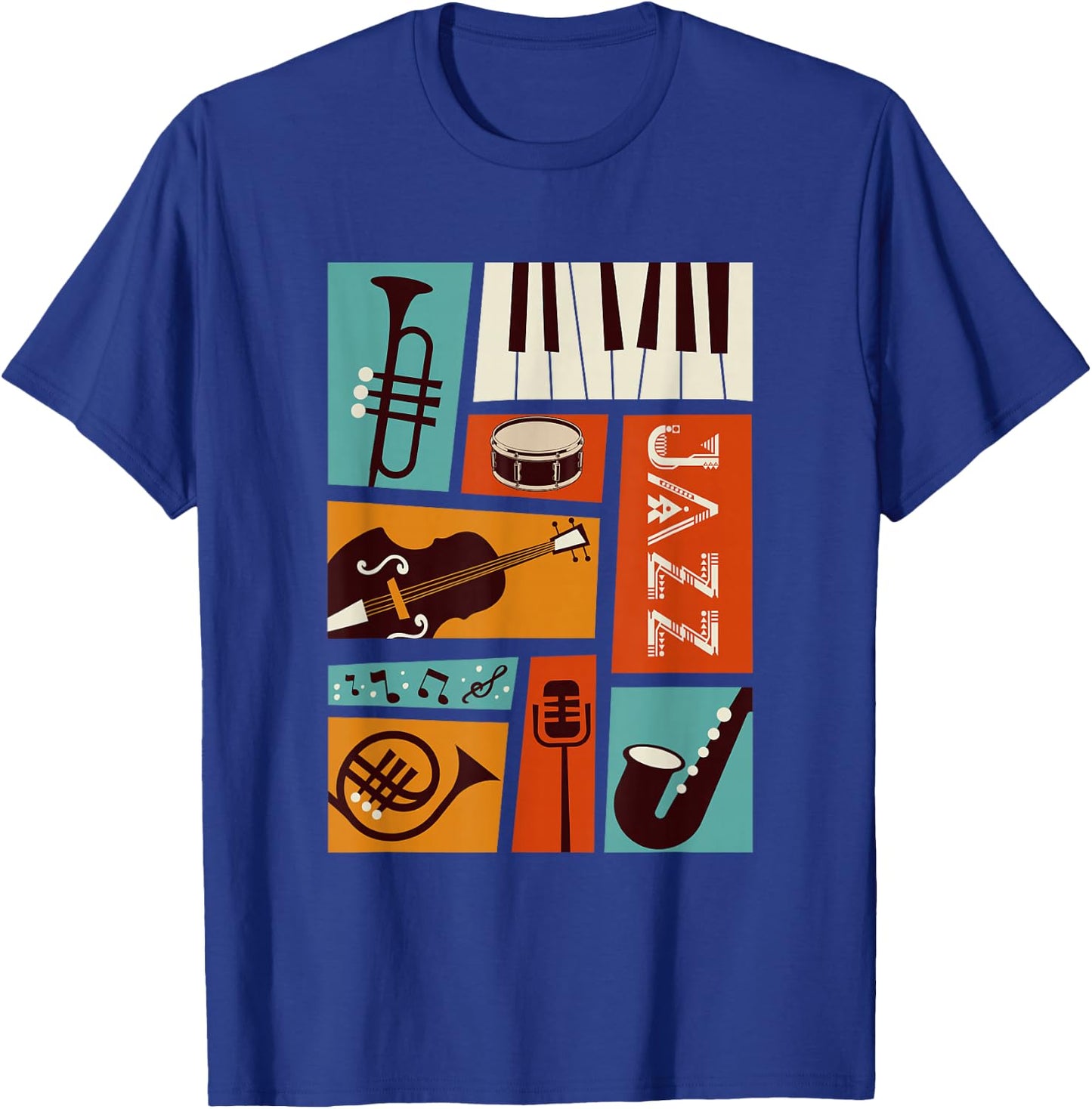 Jazz Snare Piano Music Jazz Band Musiker Saxophon Trompete T-Shirt - T-Shirt | Royal