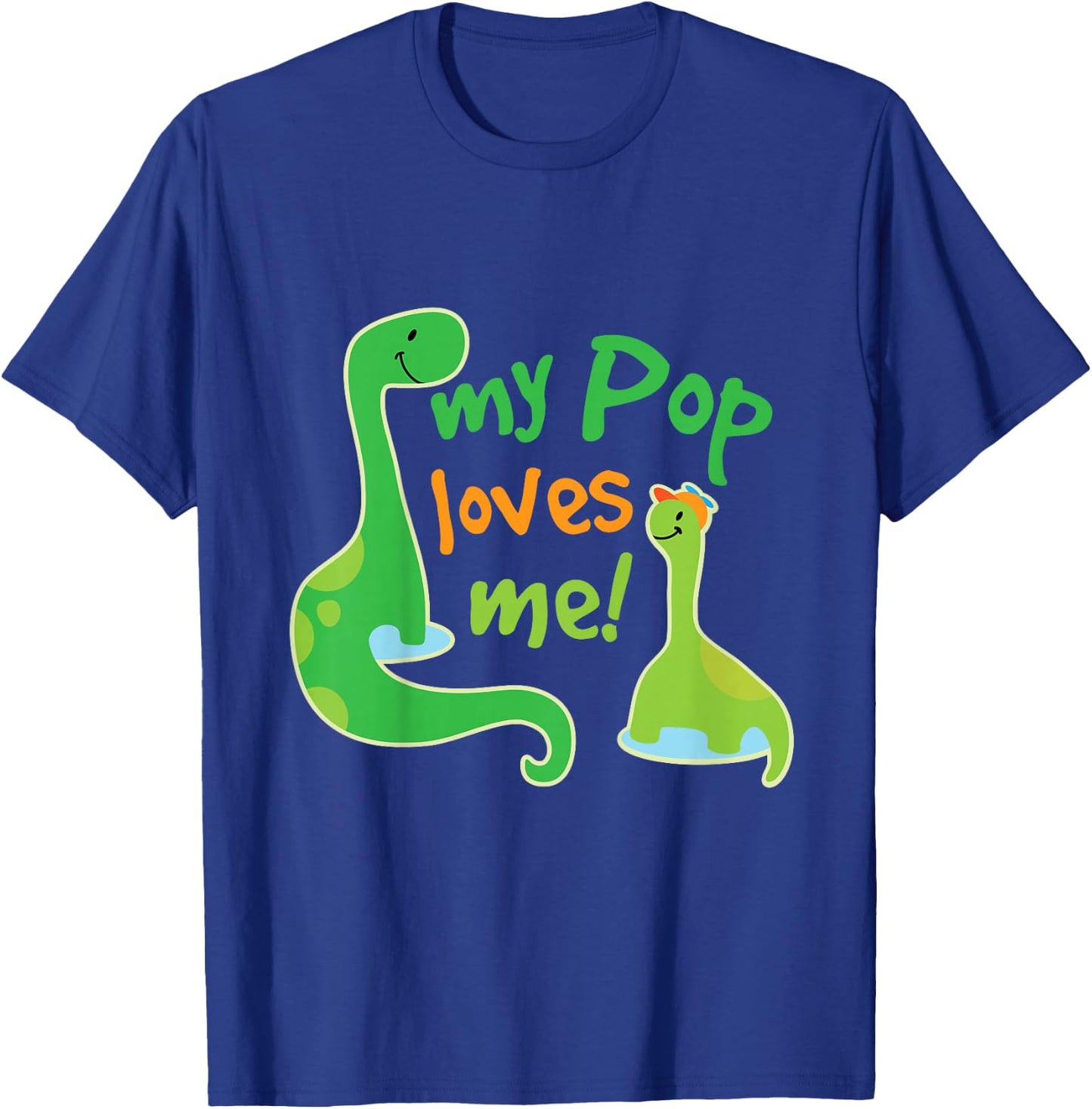 Kids My Pop Loves Me Grandson Dinosaur T-Shirt - T-Shirt | Royal