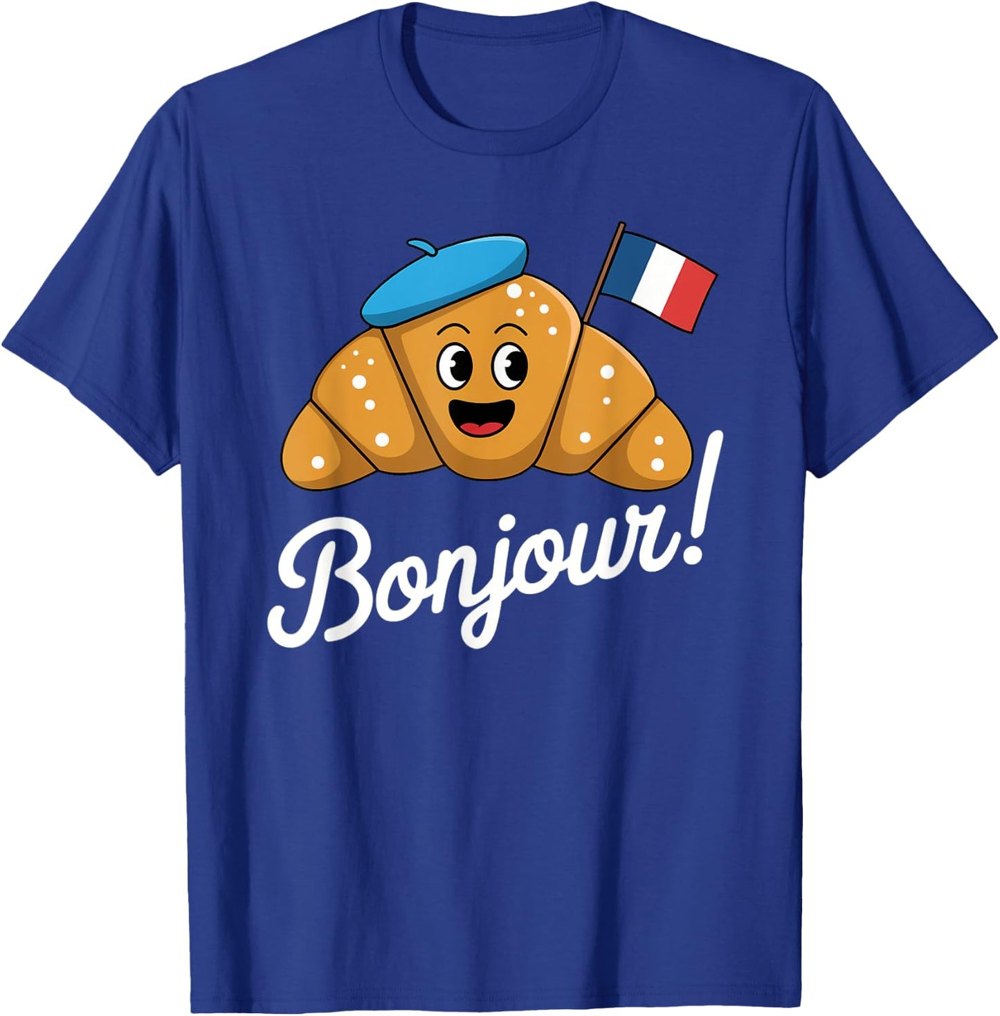 Hello Croissant Cartoon French Pastry Humor Croissant Cute T-Shirt - T-Shirt | Royal