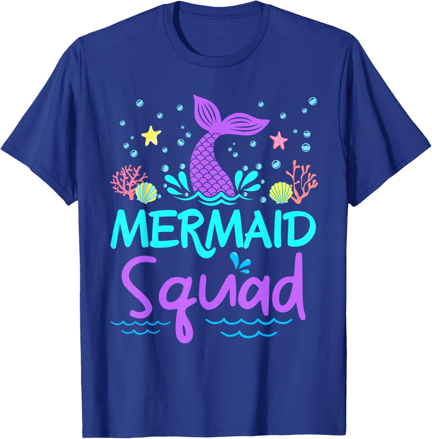 Mermaid Squad Birthday Girl Women Kids Family Matching Party T-Shirt - T-Shirt | Royal