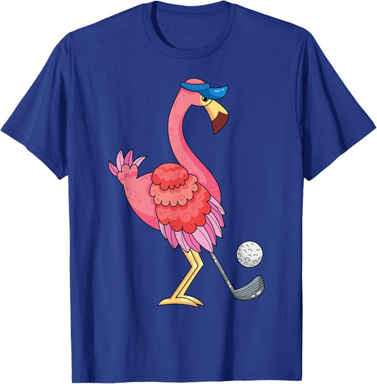 Funny Flamingo Playing Golf Flamingo Golfing Flamingo Golf T-Shirt - T-Shirt | Royal