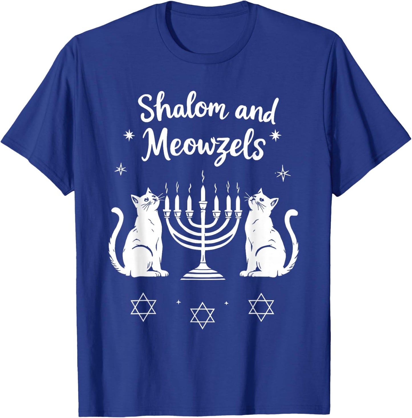 Shalom and Meowzels Funny Jewish Cat Hanukkah T-Shirt - T-Shirt | Royal
