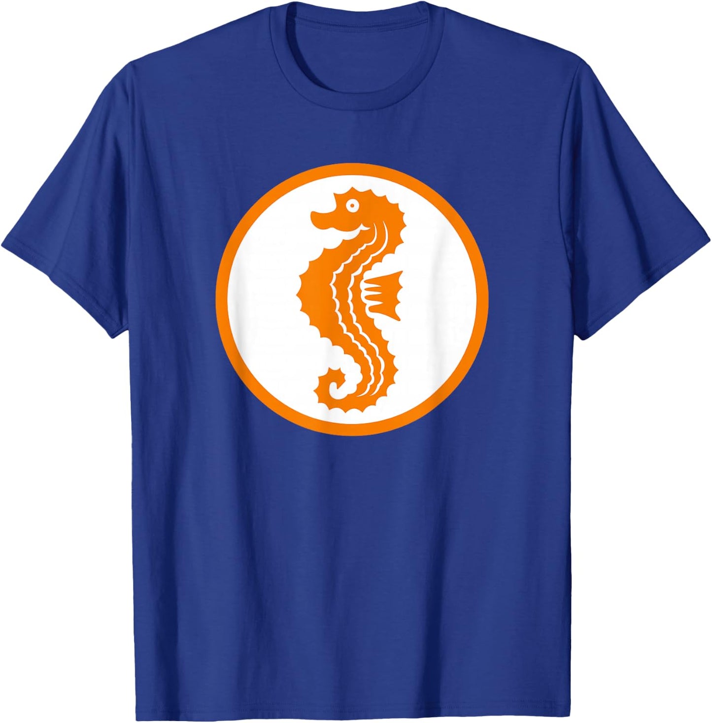 Seahorse Swimming Badge Early Swimmer Retro Swimming , White T-Shirt - T-Shirt | Royal