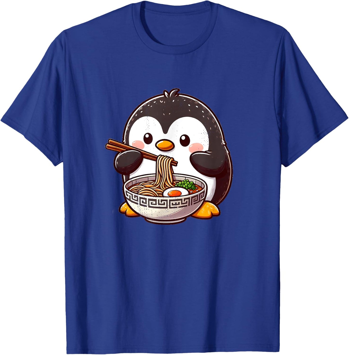 Cute Penguin Eating Ramen With Chopsticks , Black, S T-Shirt - T-Shirt | Royal