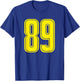 Yellow Sports Team Number 89 T-Shirt - T-Shirt | Royal