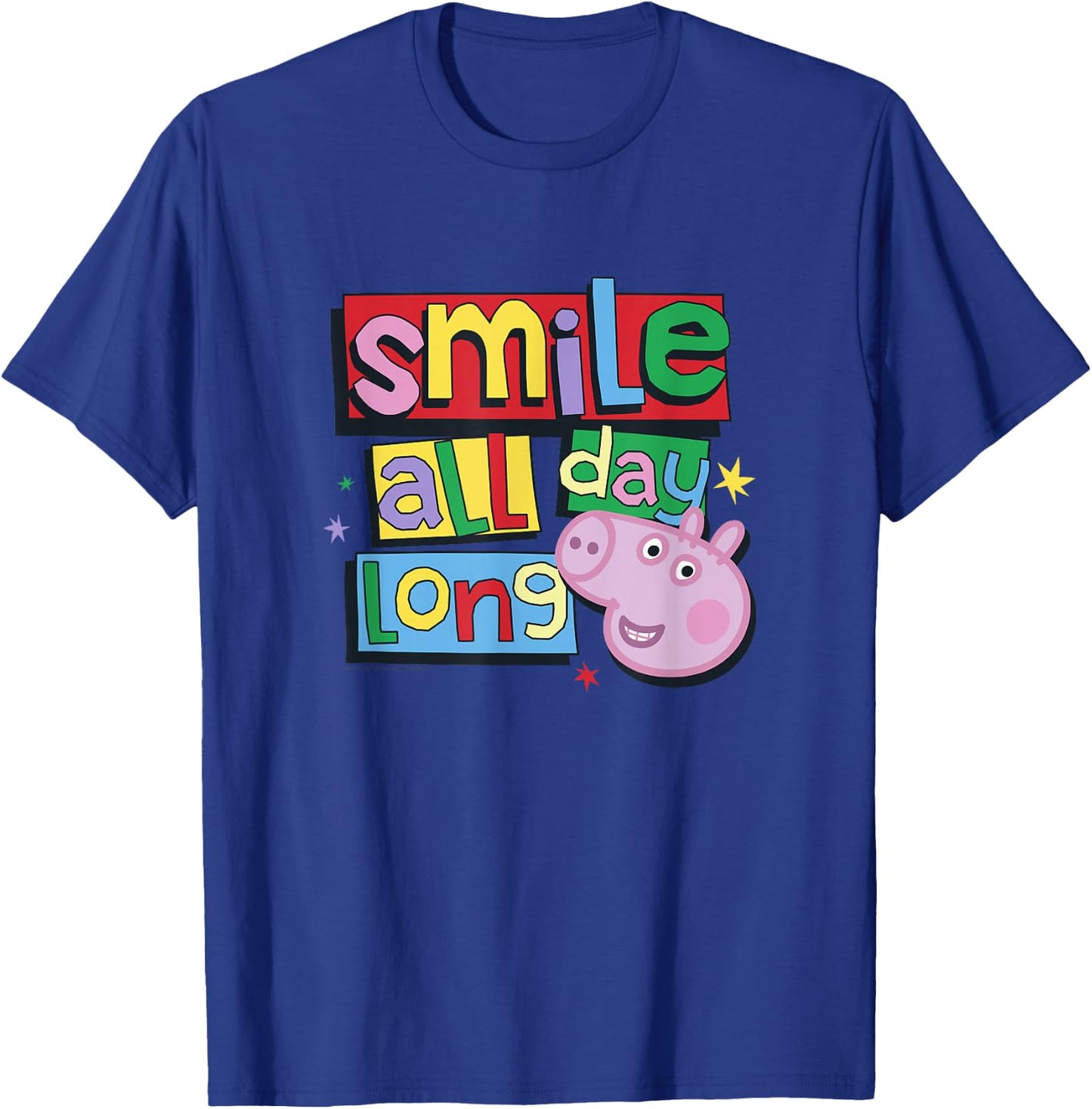 Peppa Pig Smile All Day Long Cute Colorful Portrait T-Shirt - T-Shirt | Royal