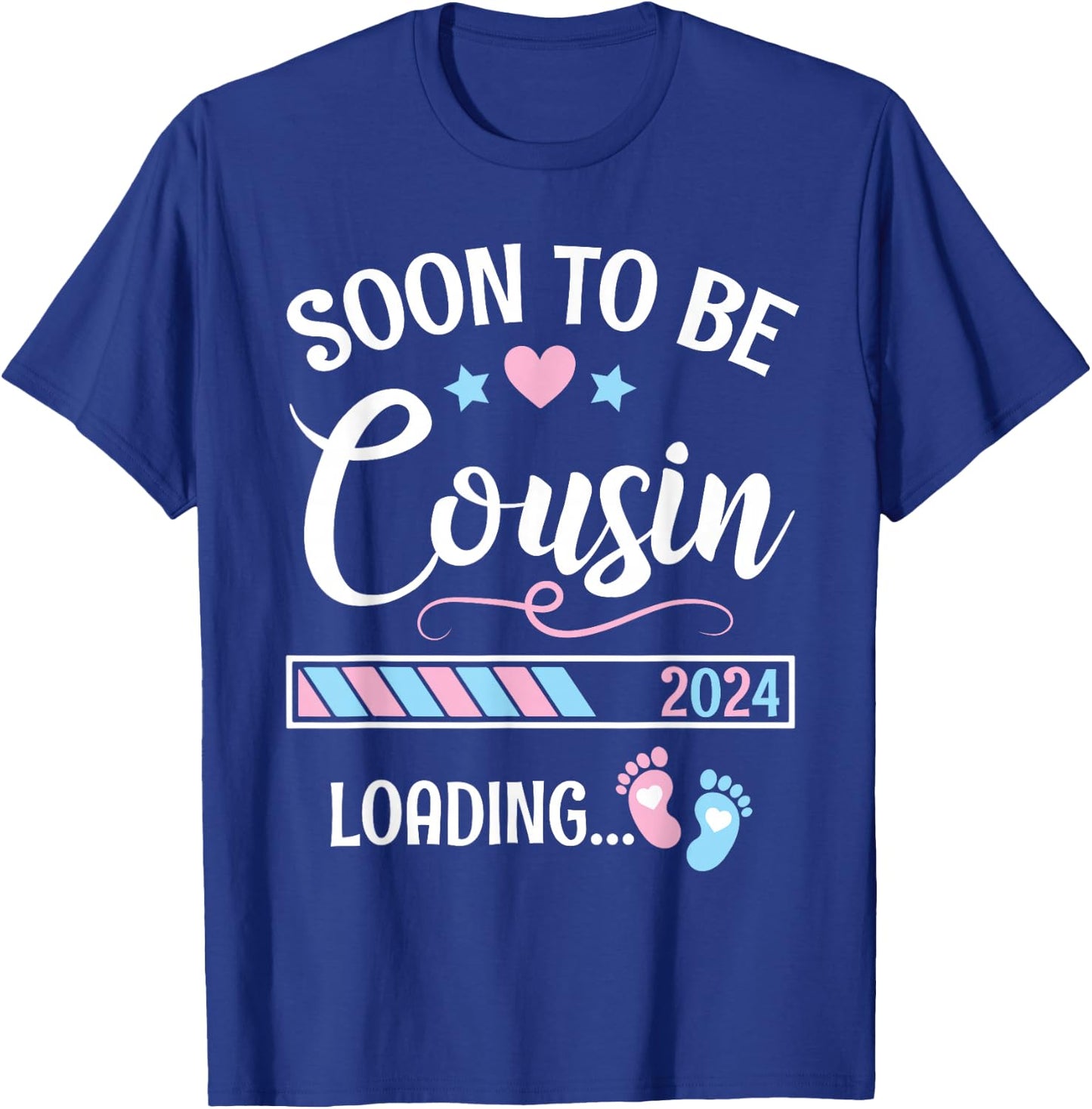 Heart Stars Happy Mother Day Soon To Be Cousin 2024 Loading T-Shirt - T-Shirt | Royal