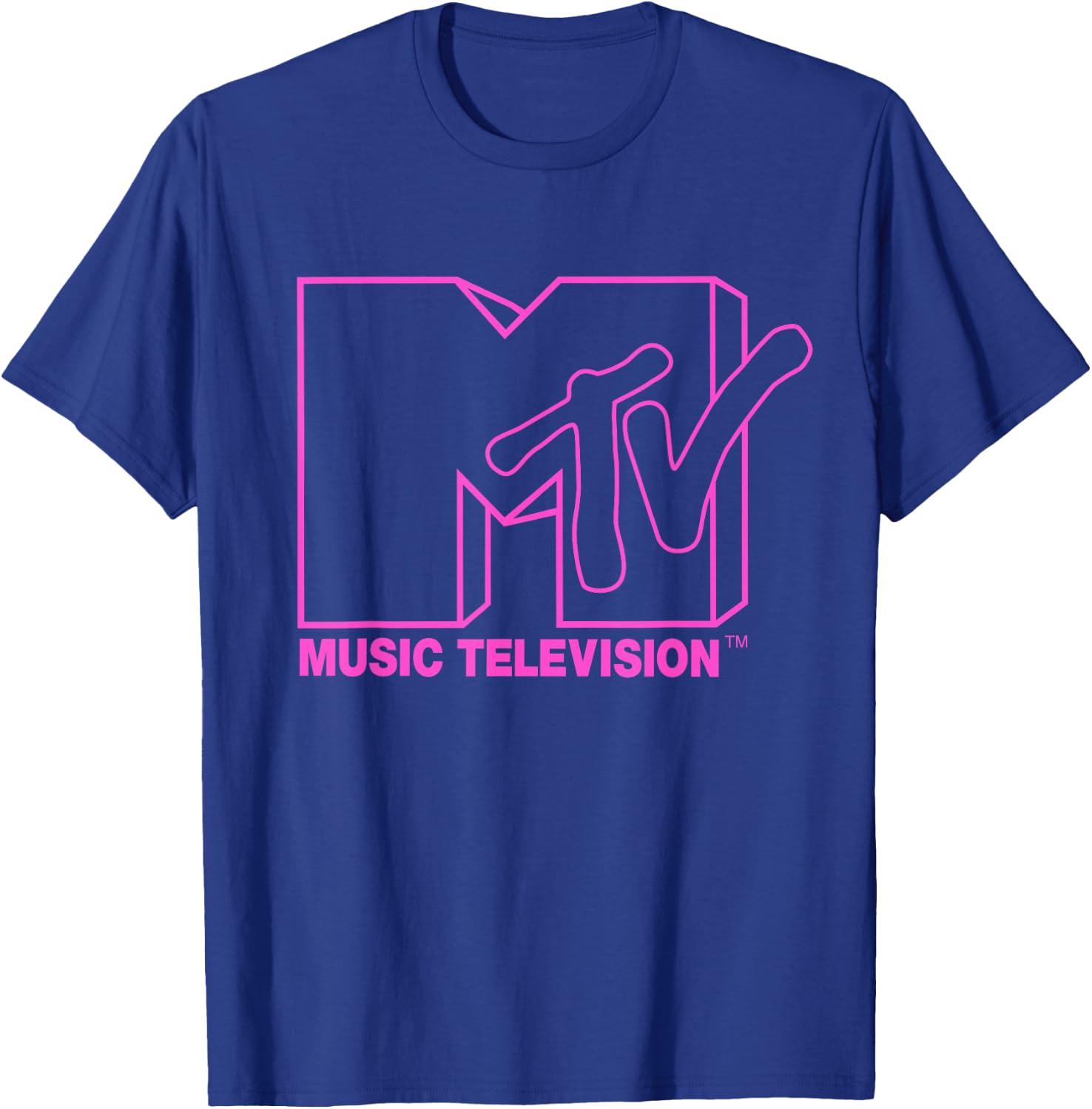MTV - Neon Pink Logo Outline T-Shirt - T-Shirt | Royal