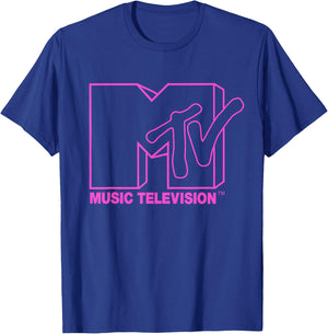MTV - Neon Pink Logo Outline T-Shirt - T-Shirt | Royal