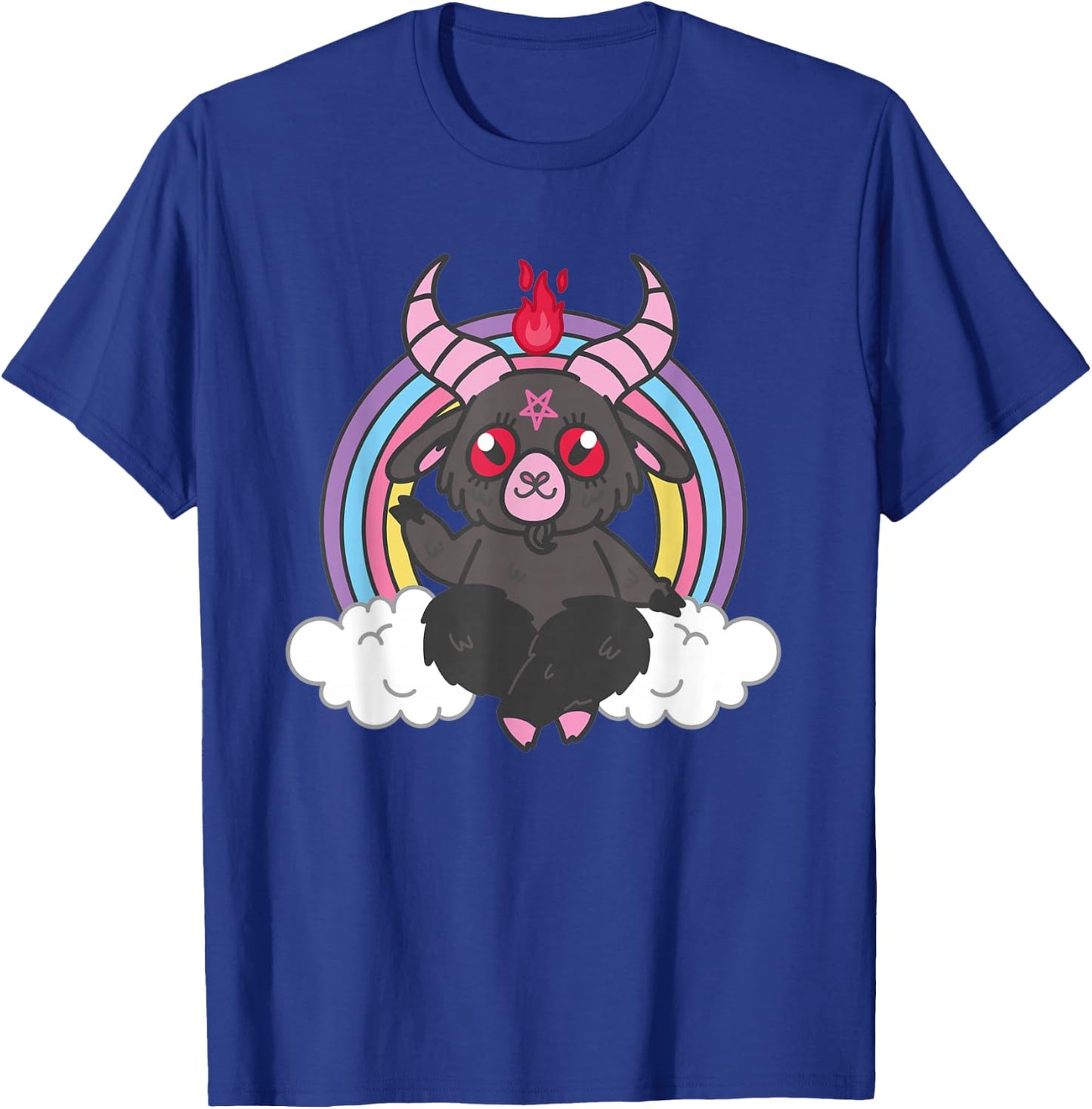 Pastel Goth Cute Kawaii Weird Goat Rainbow Satanic Pentagram T-Shirt - T-Shirt | Royal