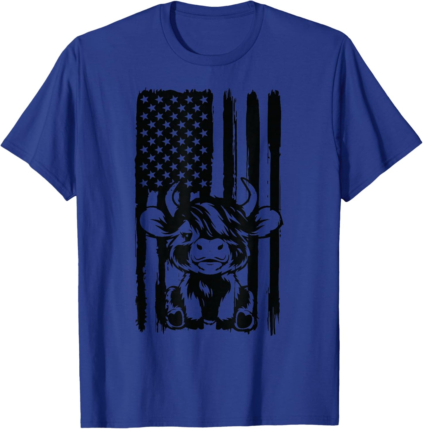 Highland Cow baby American Flag USA Patriot T-Shirt - T-Shirt | Royal