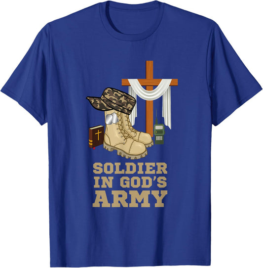Christian Soldier In God's Army Military Jesus Christ Cross T-Shirt - T-Shirt | Royal