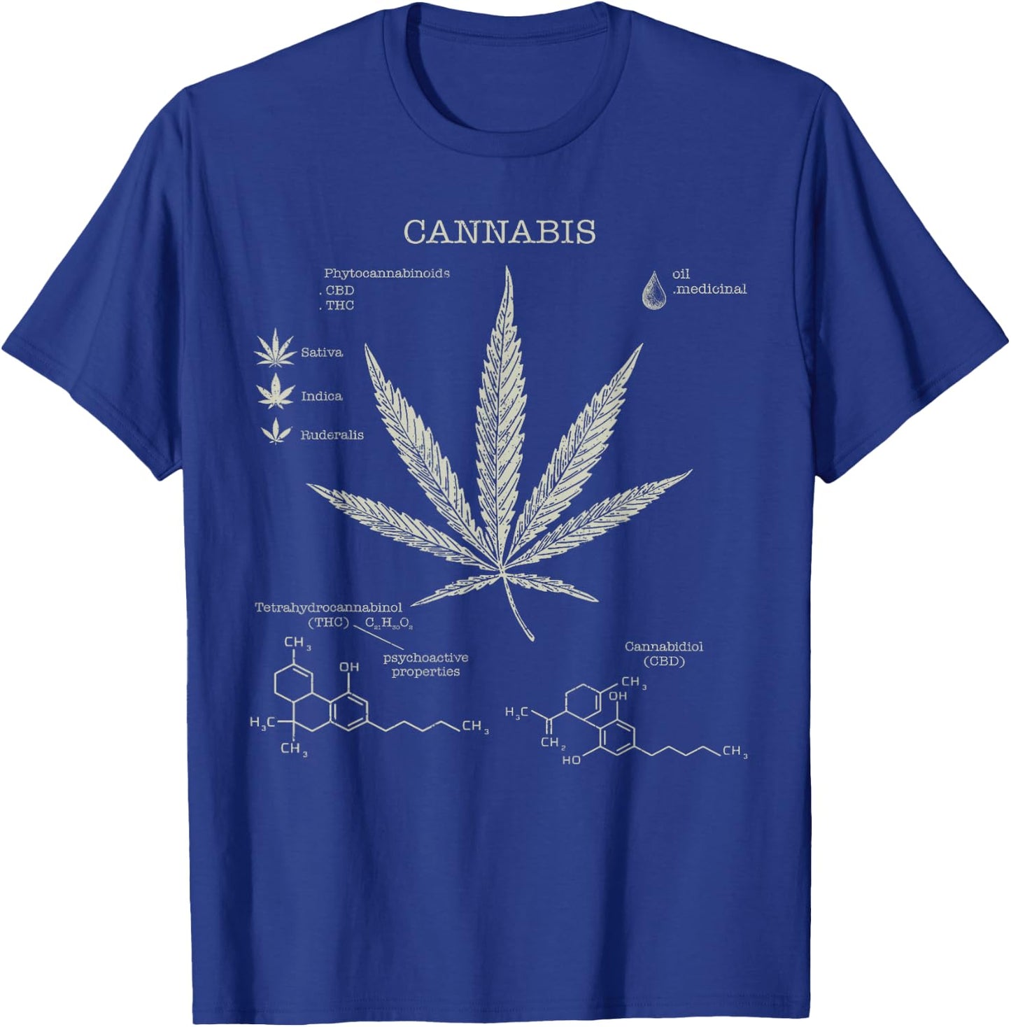 Marijuana Molecule Science Weed Cannabis Shirt T-Shirt - T-Shirt | Royal