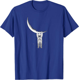 Astronaut Hanging From The Moon T-Shirt - T-Shirt | Royal