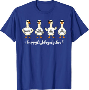 Admit It You'll Miss Me 6-7 Times Teacher Last Day Goose T-Shirt - T-Shirt | Royal