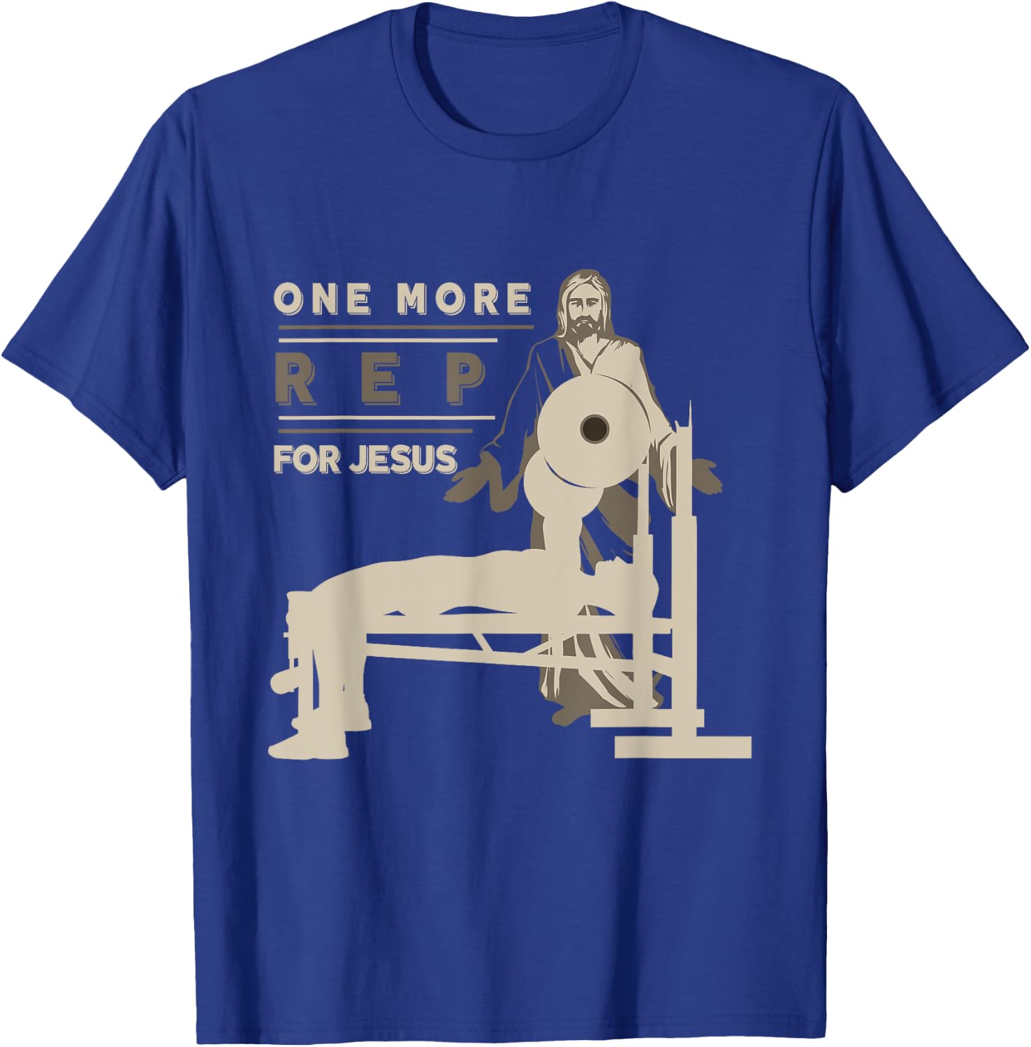 One More Rep For Jesus Bench Press T-Shirt - T-Shirt | Royal