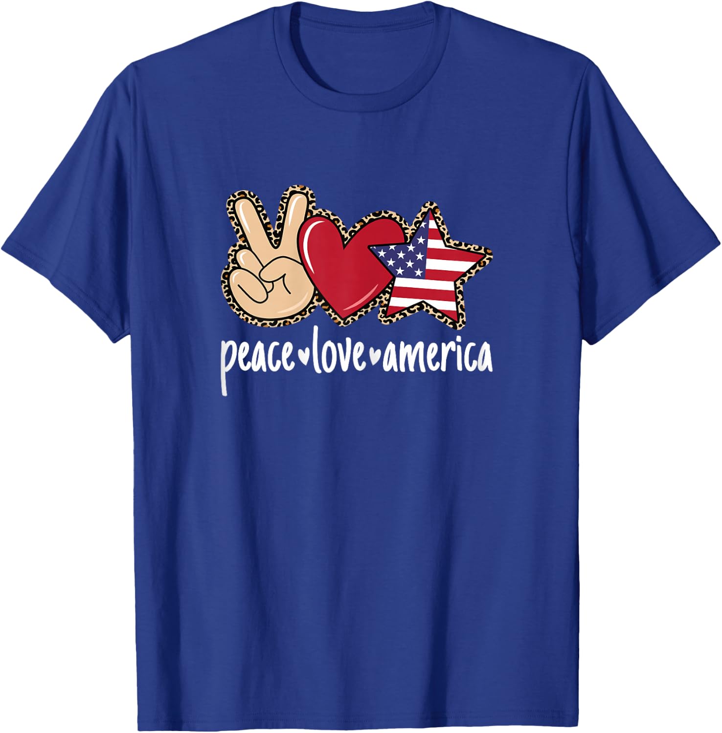 Peace Love America USA Patriotic 4th Of July Women Girls T-Shirt - T-Shirt | Royal