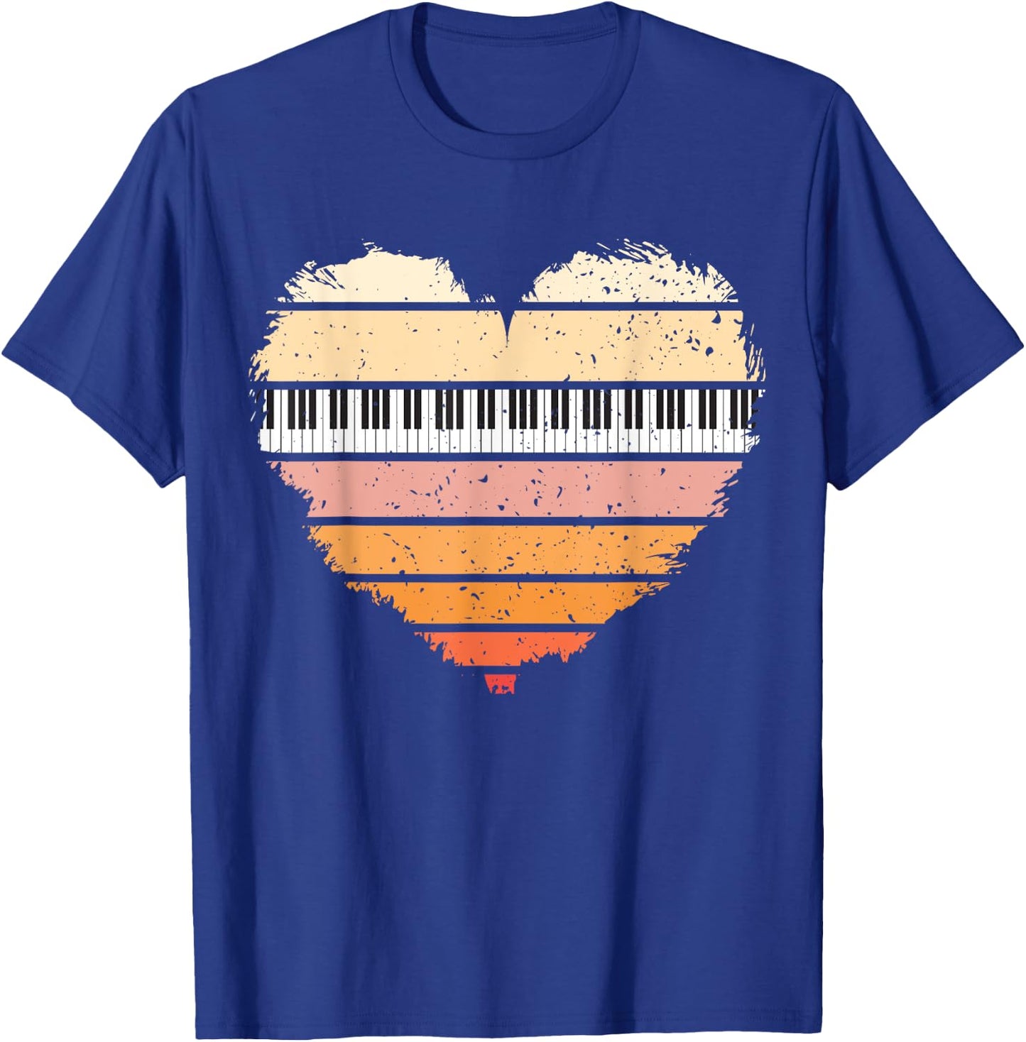 Piano Lover Pianist Piano Player Retro Sunset Heart Musician T-Shirt - T-Shirt | Royal