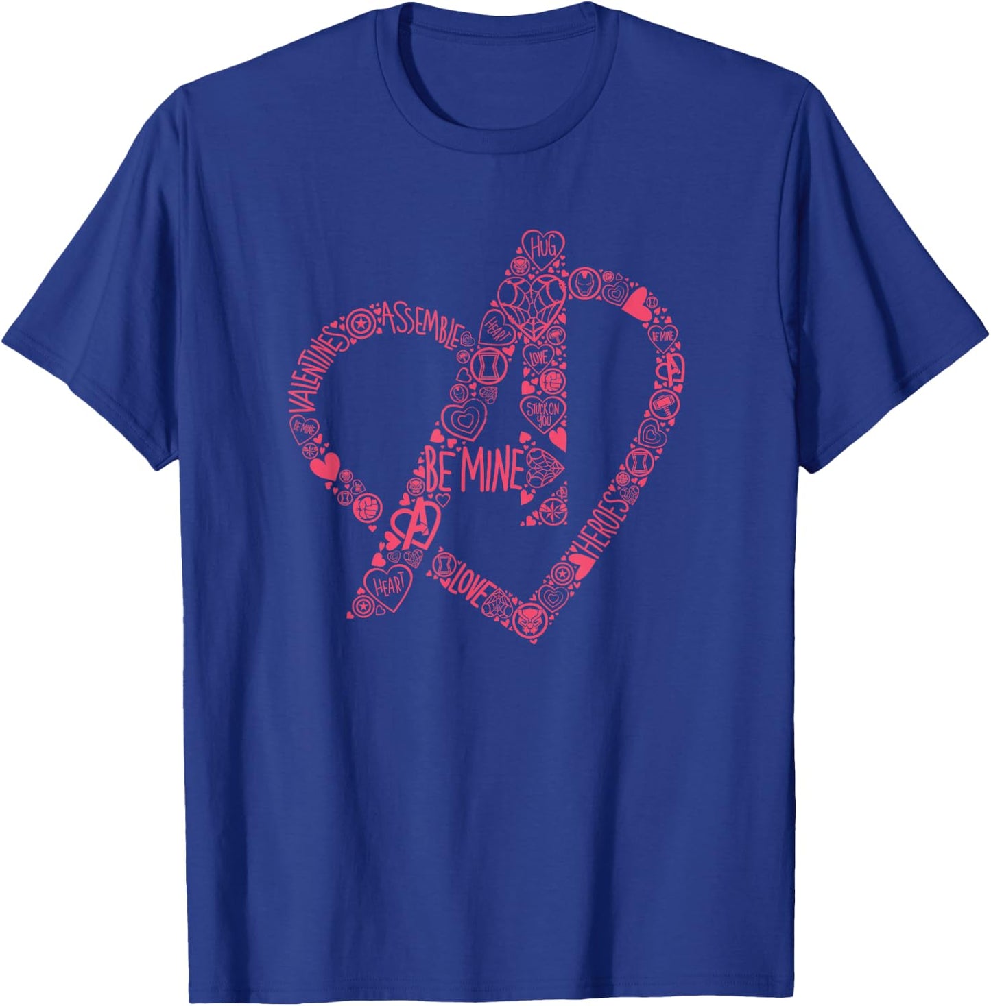 Marvel Avengers Heart Logo Valentine's Day T-Shirt - T-Shirt | Royal