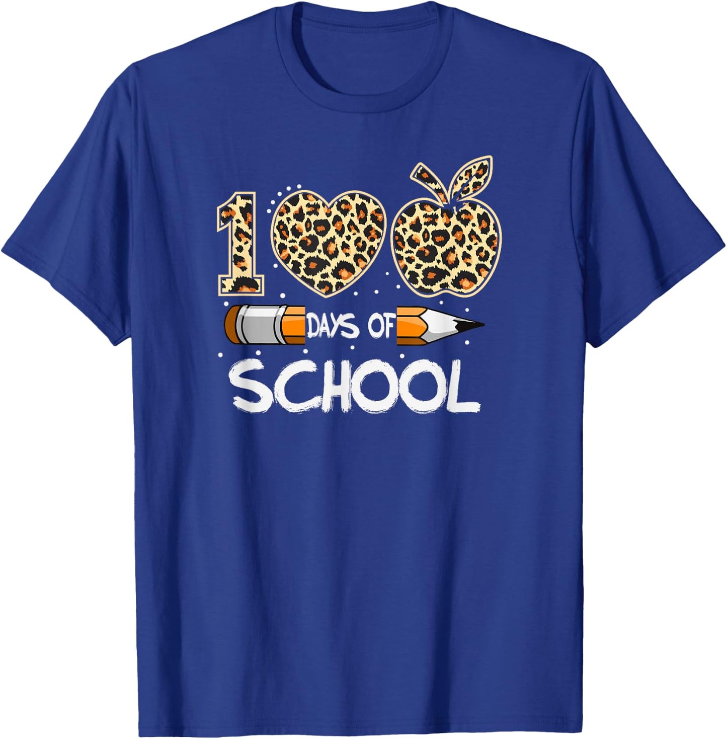 100 Days of School 100th Day Animal print cheetah T-Shirt - T-Shirt | Royal