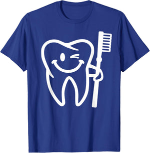 Smiling Tooth with Toothbrush T-Shirt - T-Shirt | Royal