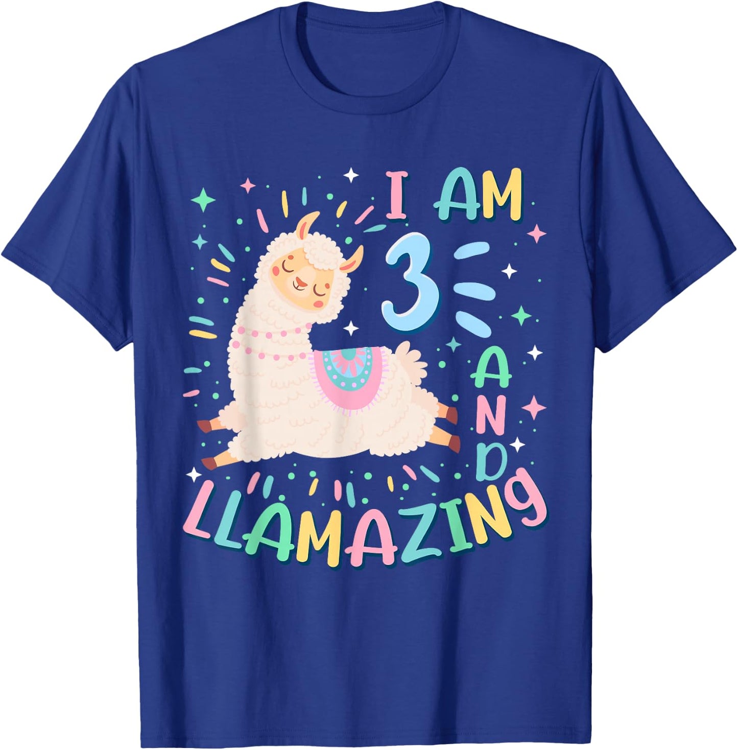 3rd Birthday I Am 3 Years Old And Llamazing Llama Girl Teens T-Shirt - T-Shirt | Royal