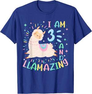 3rd Birthday I Am 3 Years Old And Llamazing Llama Girl Teens T-Shirt - T-Shirt | Royal