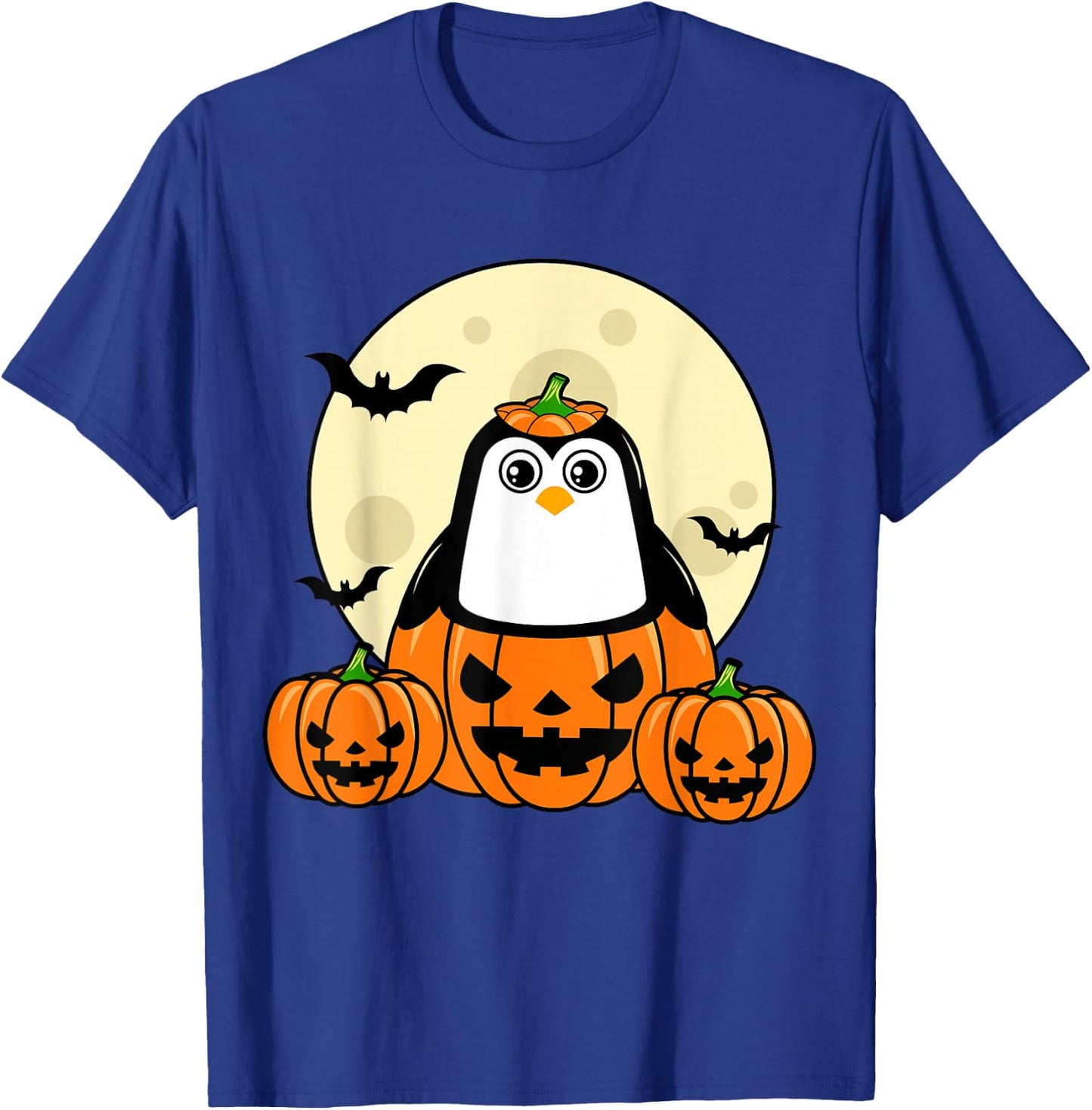 Penguin Pumpkin Moon Bats Costume Cute Easy Halloween Gift T-Shirt - T-Shirt | Royal
